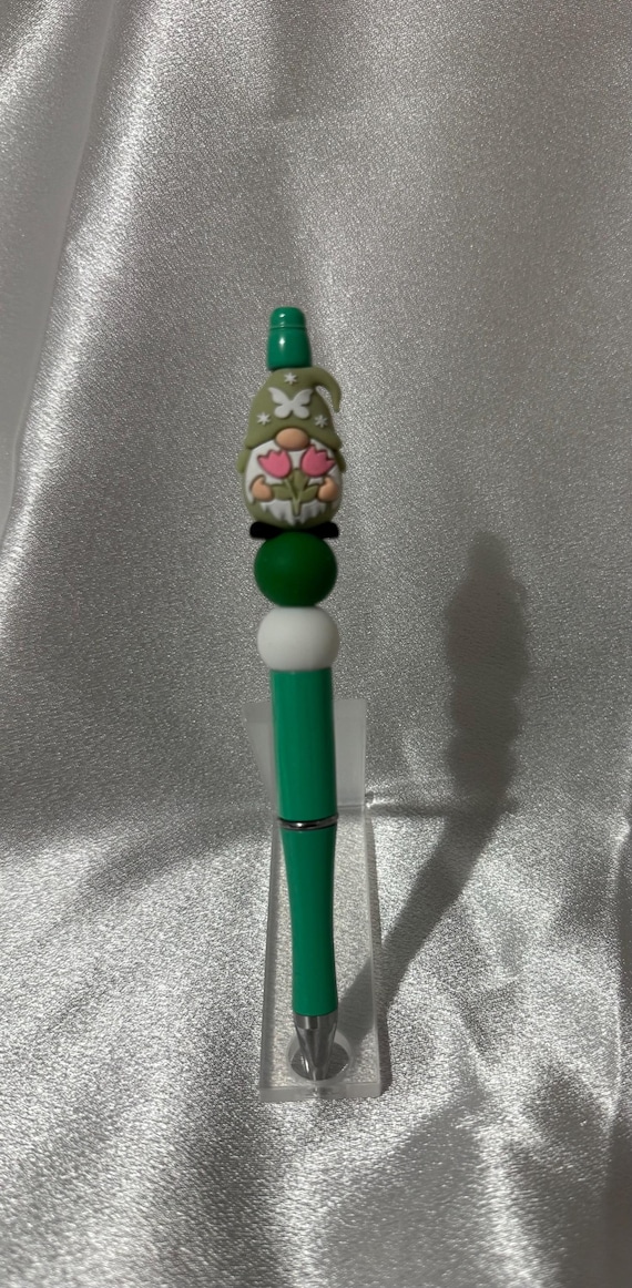 Beaded Gnome Pen with Tulips – Fun, Functional Writing Tool