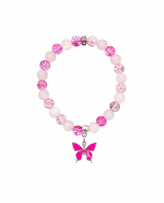 Butterfly Breast Cancer Stretch Charm Bracelet