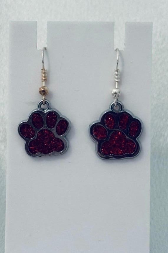 Orange Paw Charm Dangle Earrings