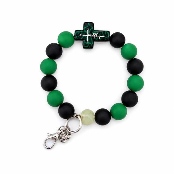 Silicone Cross Bead Wristlet  Keychain