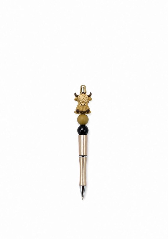 Silicone Beaded Highland Cow Writing Pen