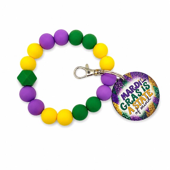 Mardi Gras Silicone Wristlet  Keychain