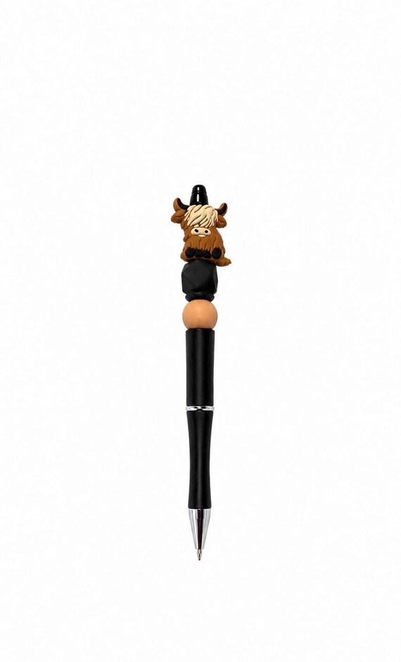 Silicone Beaded Highland Cow Writing Pen