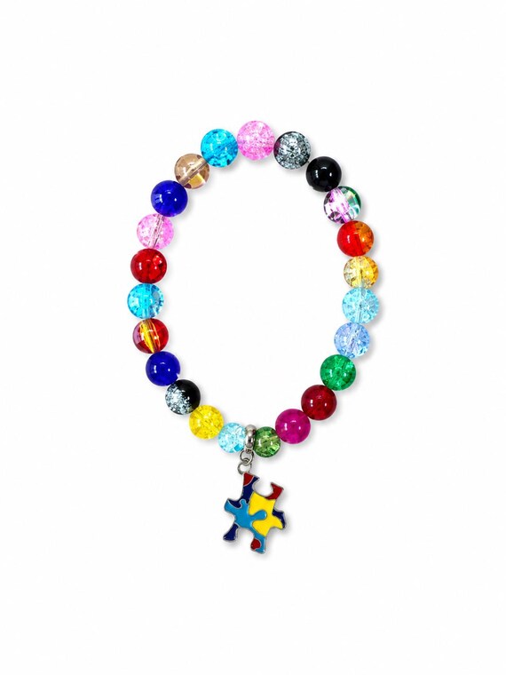 Autism Puzzlw Piece Charm Stretch Bracelet