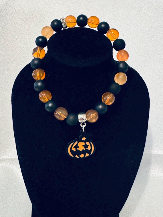 Jack O Lantern Stretch Charm Bracelet