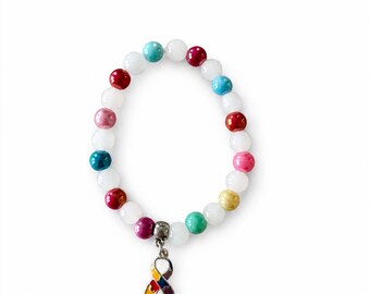 Autism Ribbon Charm Stretch Bracelet