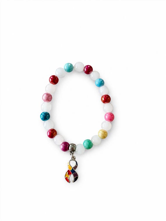 Autism Ribbon Charm Stretch Bracelet