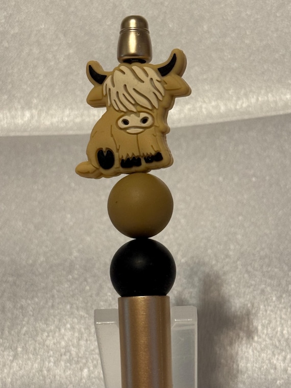 Silicone Beaded Highland Cow Writing Pen