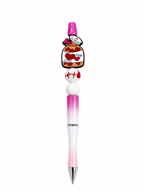 Silicone Beaded  Valentine Jar Writing Pen