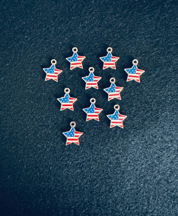 10 Piece USA Star Charms