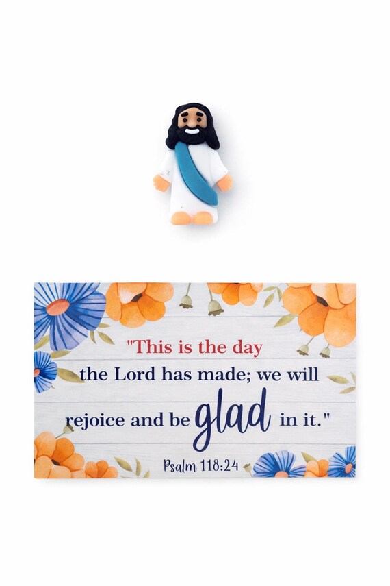 Blue Sashed Pocket Jesus With Bible Verse Card