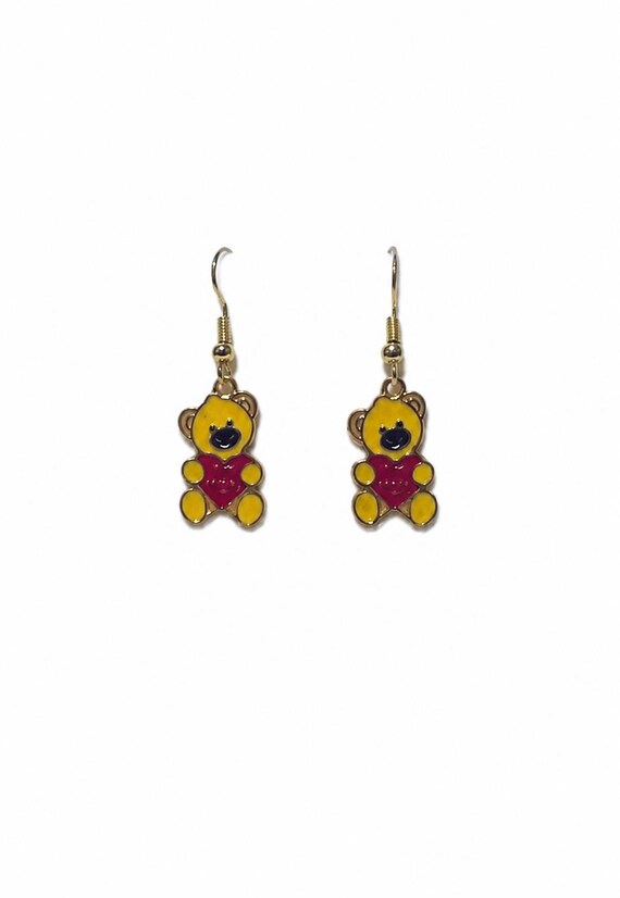 Valentine Teddy Bear Dangle Earrings