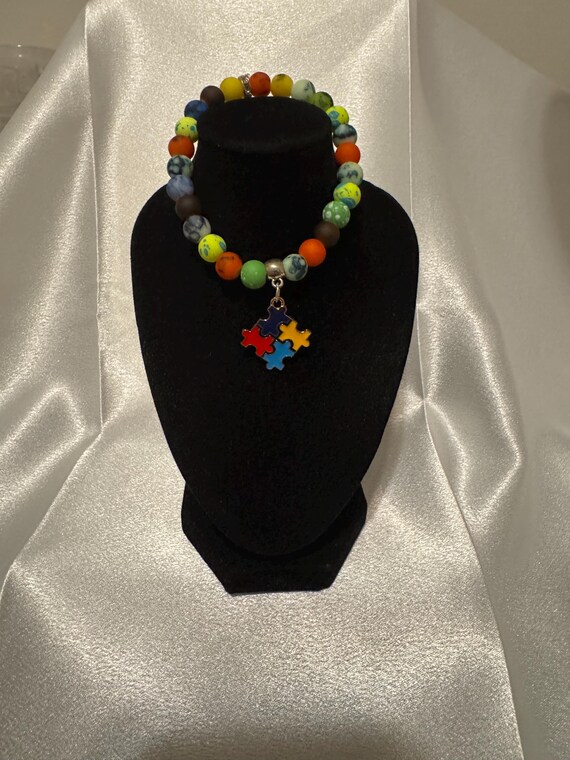Autism Puzzle Piece Charm Stretch Bracelet