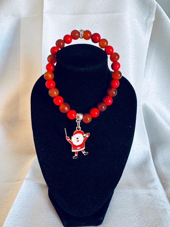 Santa Christmas  Charm Stretch Bracelet