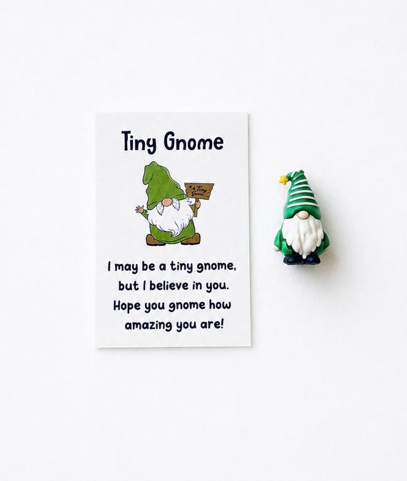 Green Good Luck Gnome With Positivity Card and Gift Bag