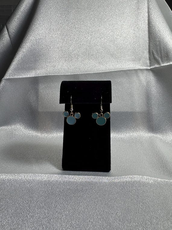 Blue Mickey Mouse Ears Dangle Earrings