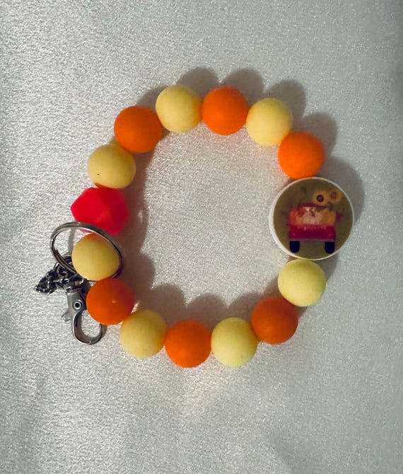 Fall Themed Wristlet Keychain