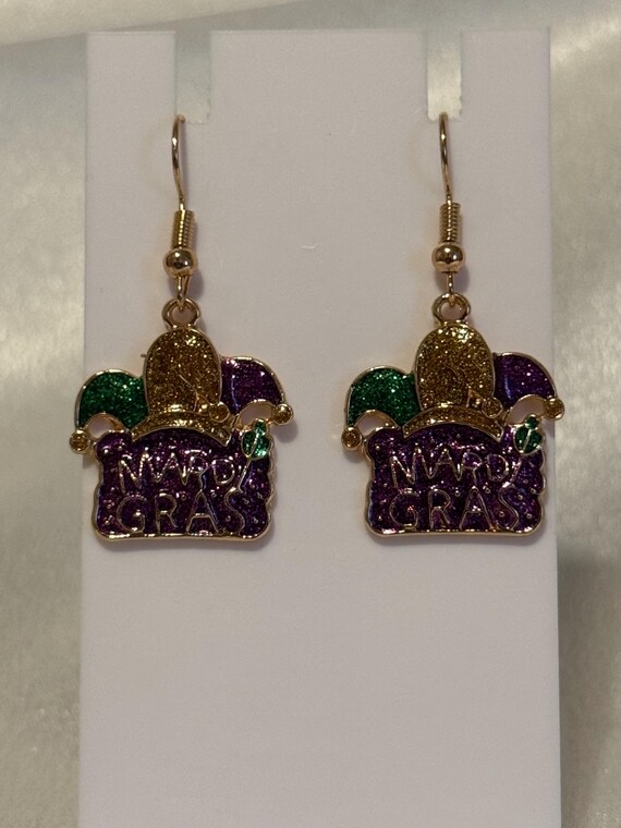 Mardi Gras  Dangle Earrings.