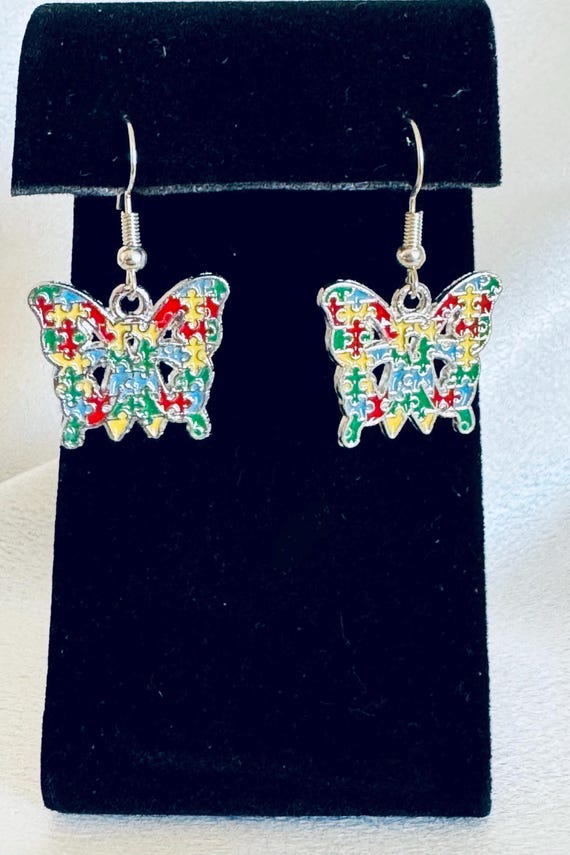 Butterfly Autism Dangle Earrings.