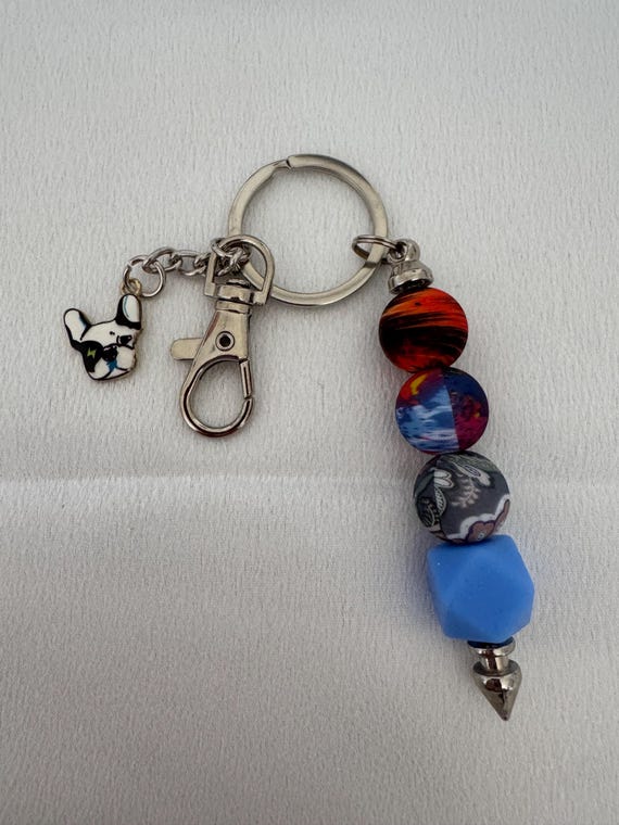 Colorful Dog Charm Keychain