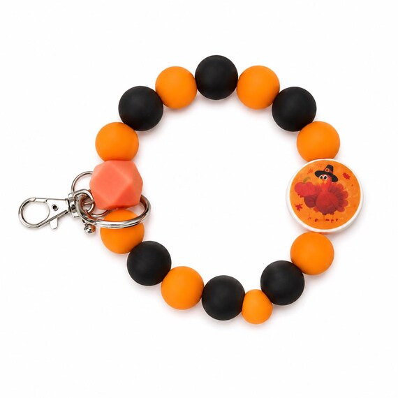 Fall Themed Wristlet Keychain