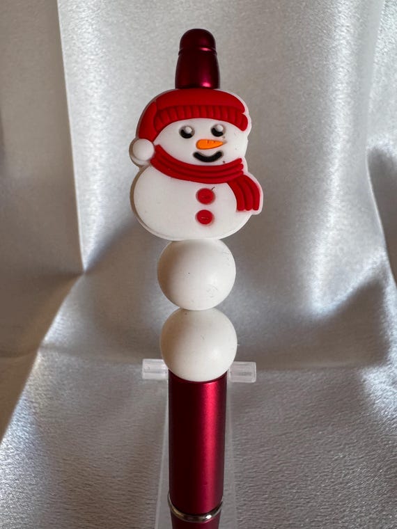 Snowman Silicone Beaded Writing Pen