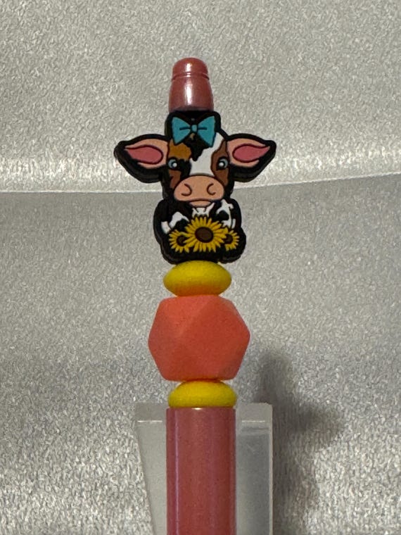 Silicone Beaded Cow Writing Pen