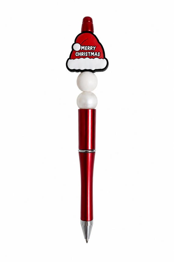 Christmas Stocking Hat Silicone Beaded Writing Pen