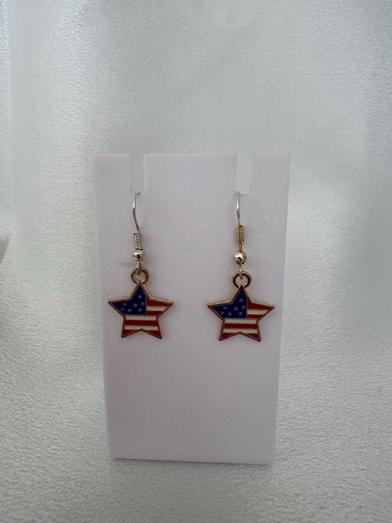 American Flag Stars Dangle Earrings