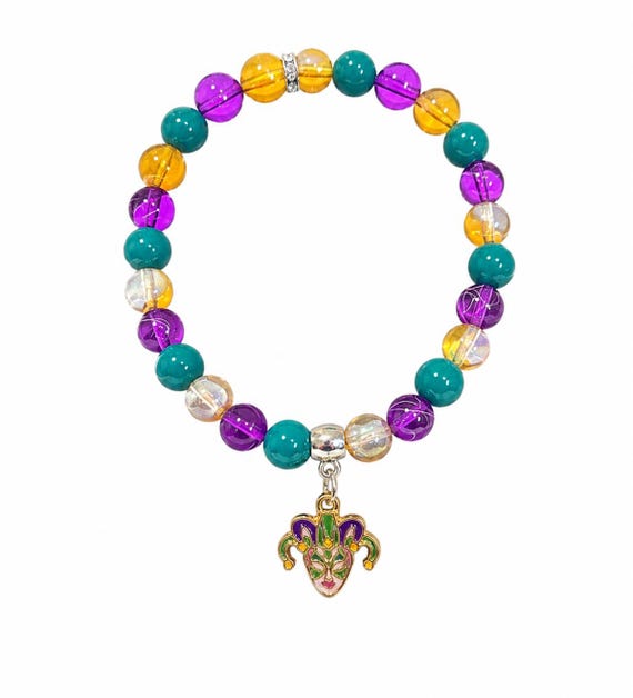 Mardi Gras Mask Charm Stretch Bracelet