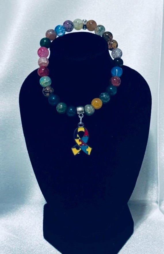 Autism Ribbon Charm Stretch Bracelet