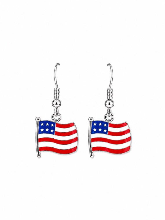 American Flag Dangle Earrings