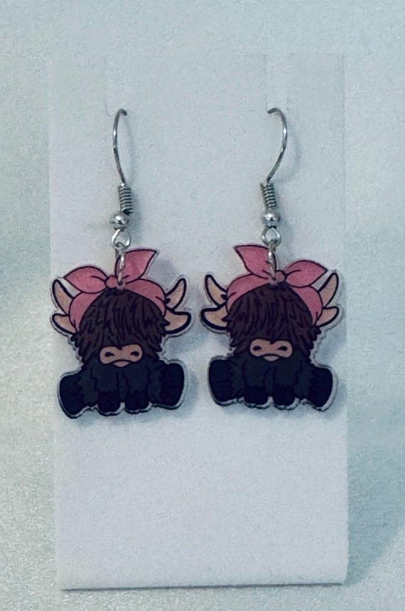Highland Cow Dangle Earrings