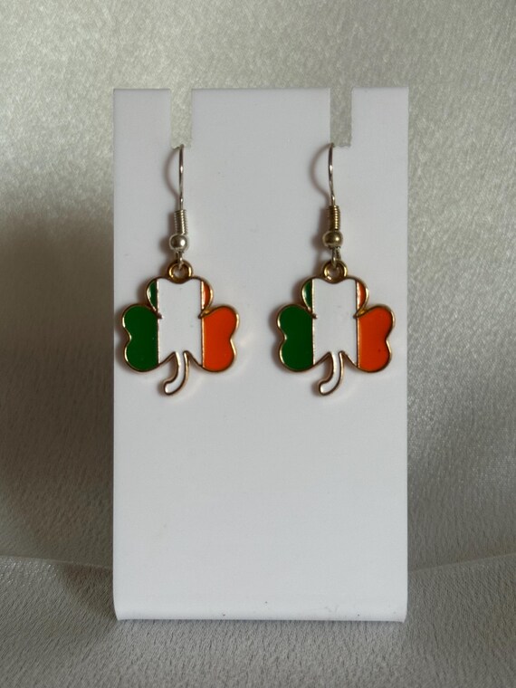 Irish Color Clover Dangle Earrings.