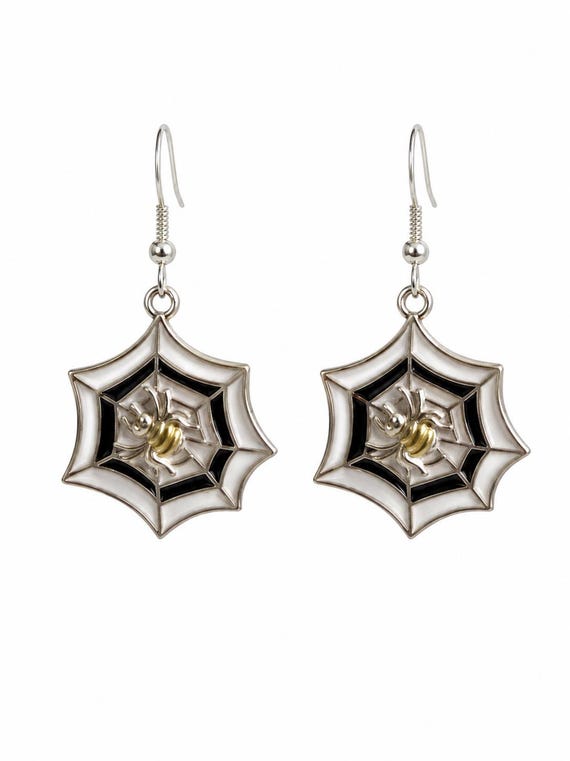 Halloween Spider Web Dangle Earrings. Hypoallergenic