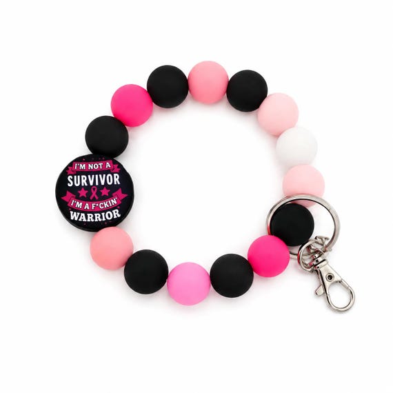 Breast Cancer Silicone Wristlet  Keychain