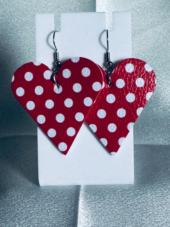 Leather Heart Dangle Earrings