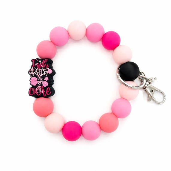 Breast Cancer Silicone Wristlet  Keychain