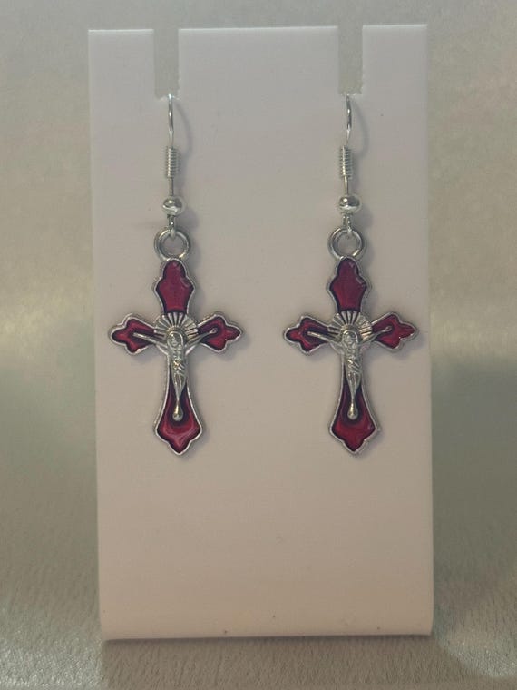 Red Cross Dangle Earrings