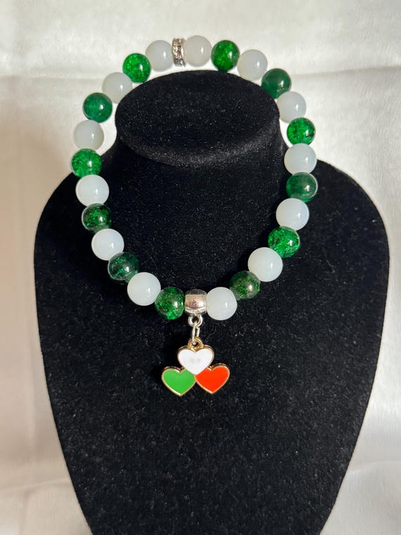 St Patrick’s Day Irish Colored Hearts Charm Bracelet