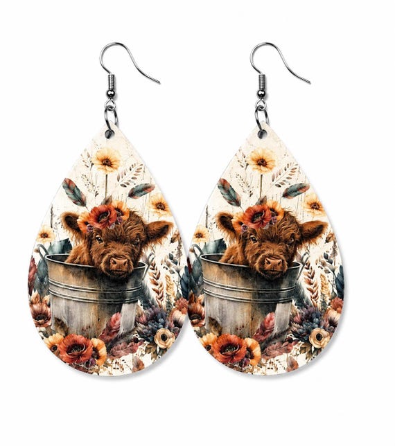 Highland Cow Dangle Earrings
