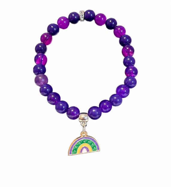 Mardi Gras Rainbow Charm Stretch Bracelet