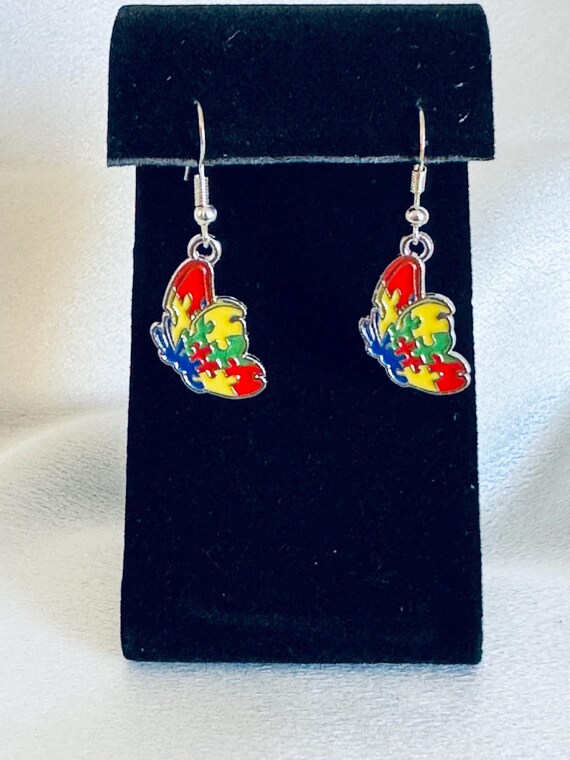 Butterfly Autism Dangle Earrings.