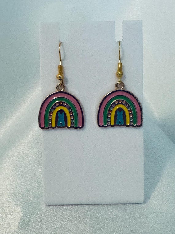 Easter Rainbow Dangle Earrings.