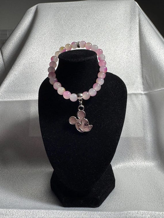 Silver Mickey Mouse Charm Stretch Bracelet