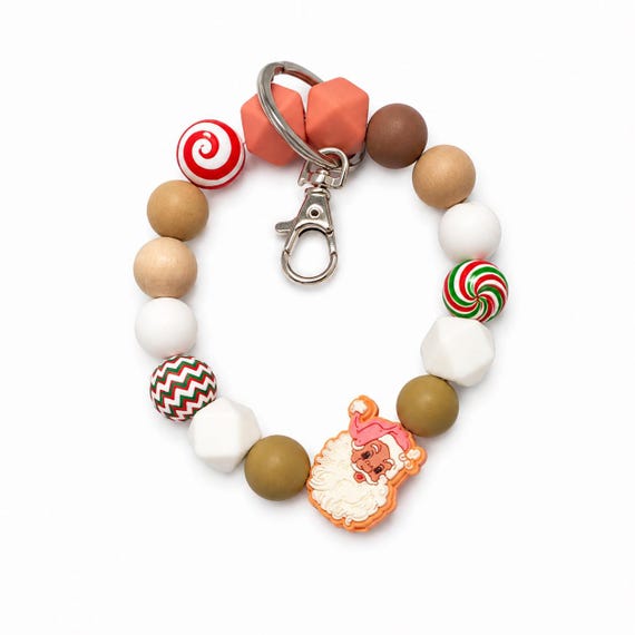 Christmas Santa Silicone Wristlet  Keychain