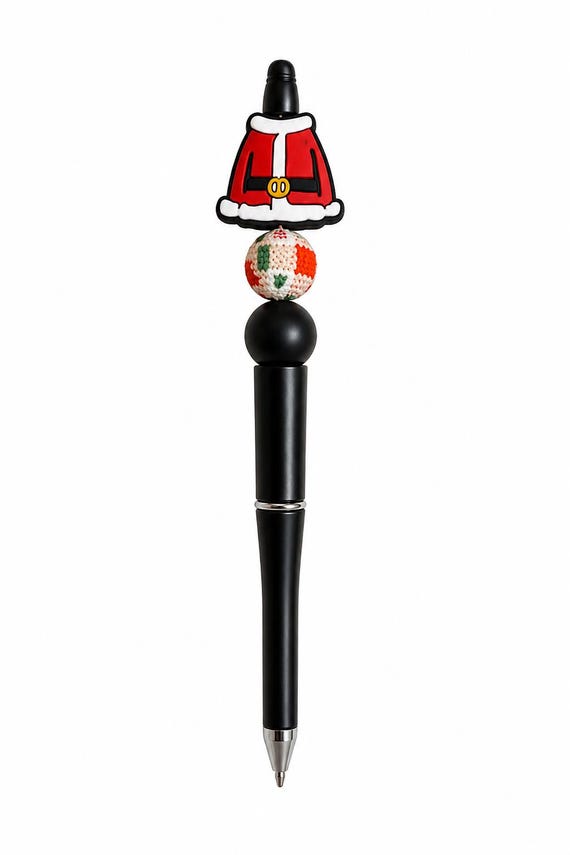 Santa Coat Silicone Beaded Writing Pen