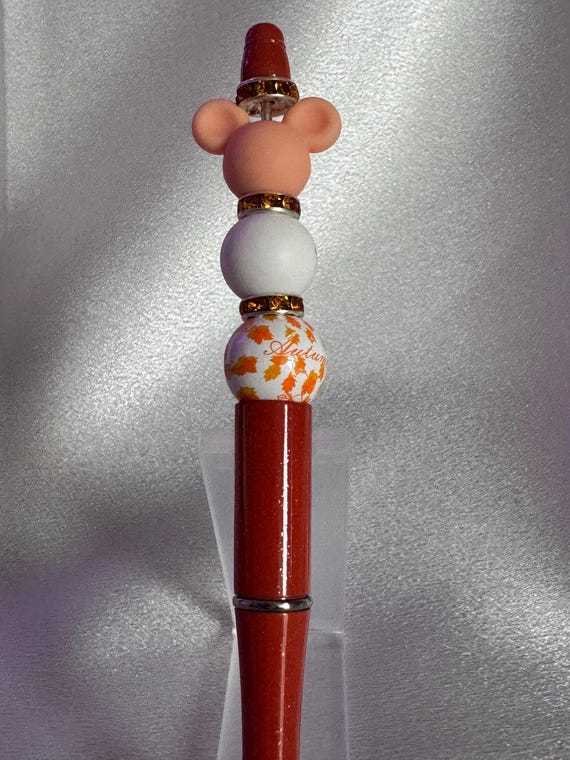 Orange Colored Silicone Beaded Mickey Mouse Writing Pen