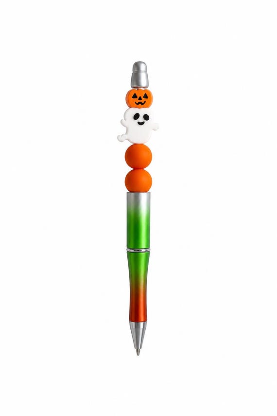 Ghost With Pumpkin Silicone Beaded Writing Pen