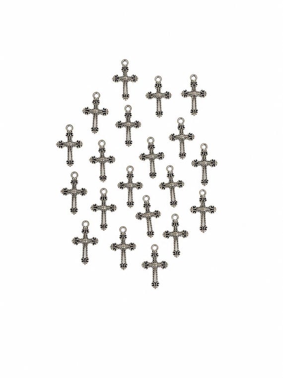 20 Piece Silver Cross Charms